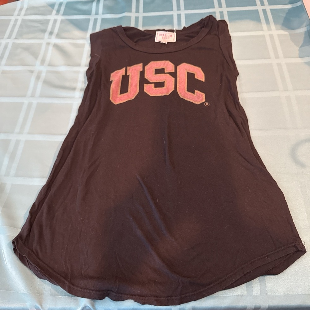 Stadium Athletics Black Tank Top with Red USC Logo